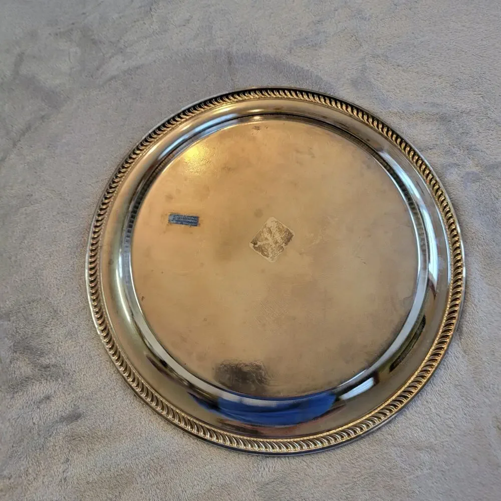 International Silver Co Vtg Silverplate Serving Tray Scroll Design Cottagecore